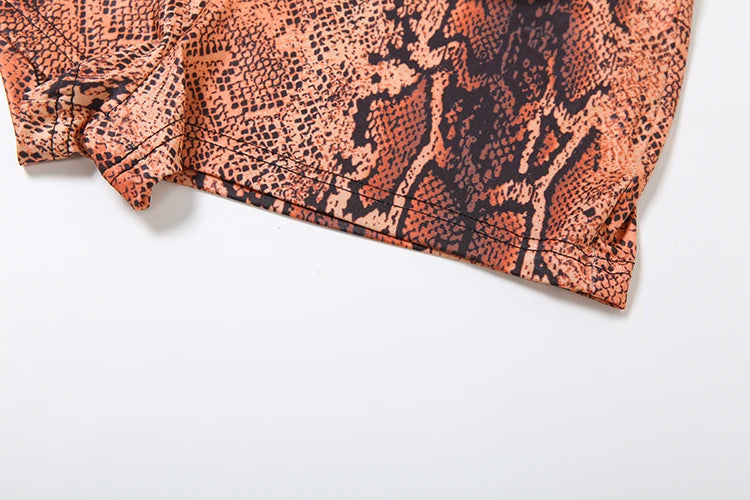 Weird Puss Sexy Patchwork Romper Women Snake Print Side Hollow Waistless Sleeveless Skinny Clubwear Midnight Stretch Playsuit