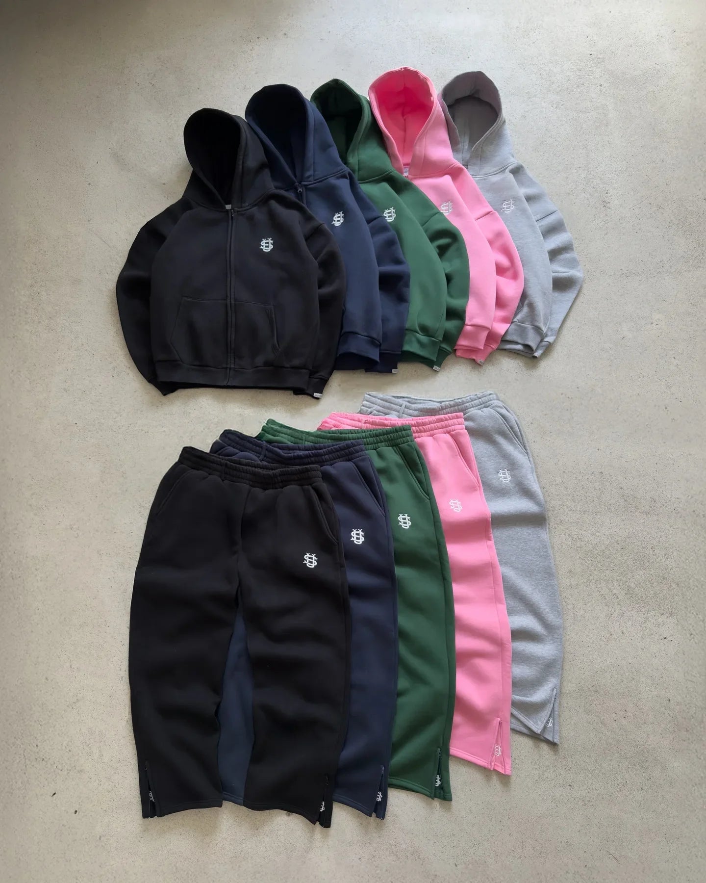 Embroidered sweatpants two-piece set Y2K clothing men's hip-hop oversized sweatpants casual zipper hoodie