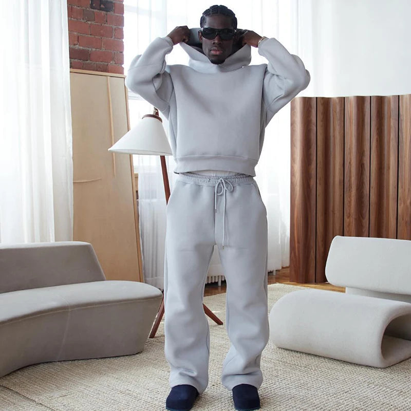 sweatsuit Casual Solid Couple's Hooded Sweatshirt Loose Sweatpants Jogging Sweatshirt Trousers Outfits Suits ﻿