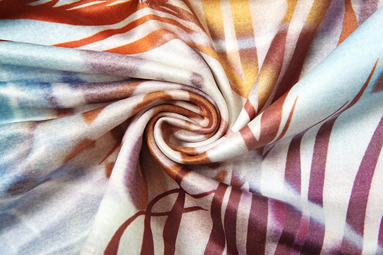 Weird Puss Backless Women Dress Pearl Chains Knot Wrap Summer Tie Dye Print Halter Bandage Backless Skinny Party Mini Bodycon