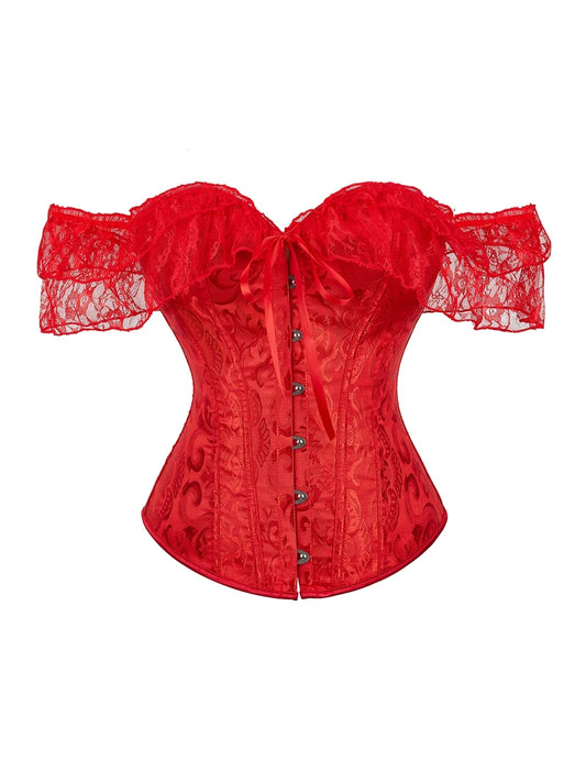 Vintage Corset Women Lace Flounce Slim Waist Fishbone Bandage Bustiers wedding, Shaping Top Harajuku