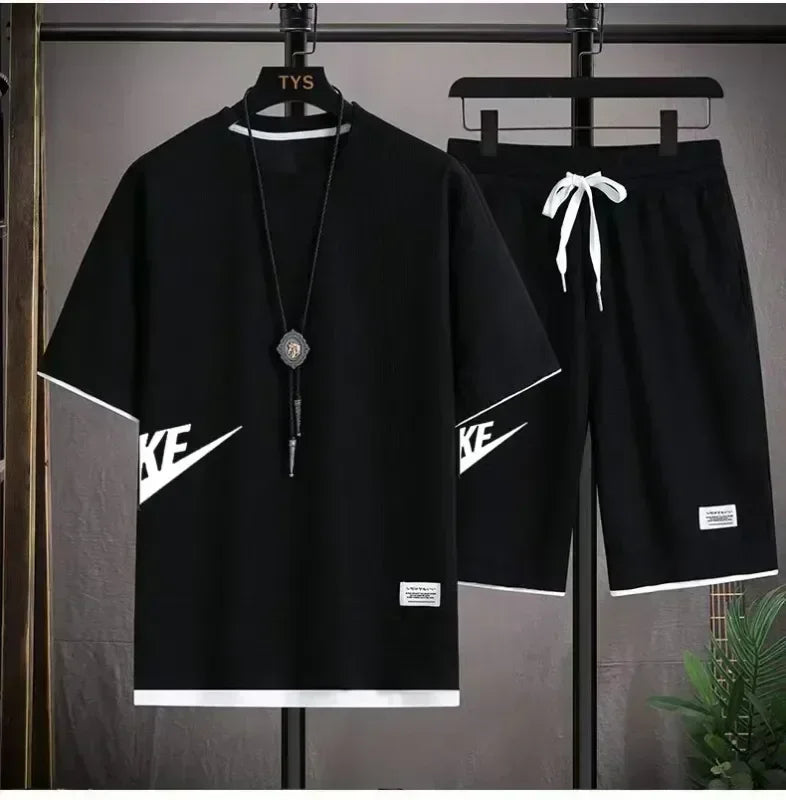 2025 Summer Men's Suit Casual Fashion Sportswear Men's Short-sleeved T-shirt + Sports Shorts Casual Men's Jogging Suit