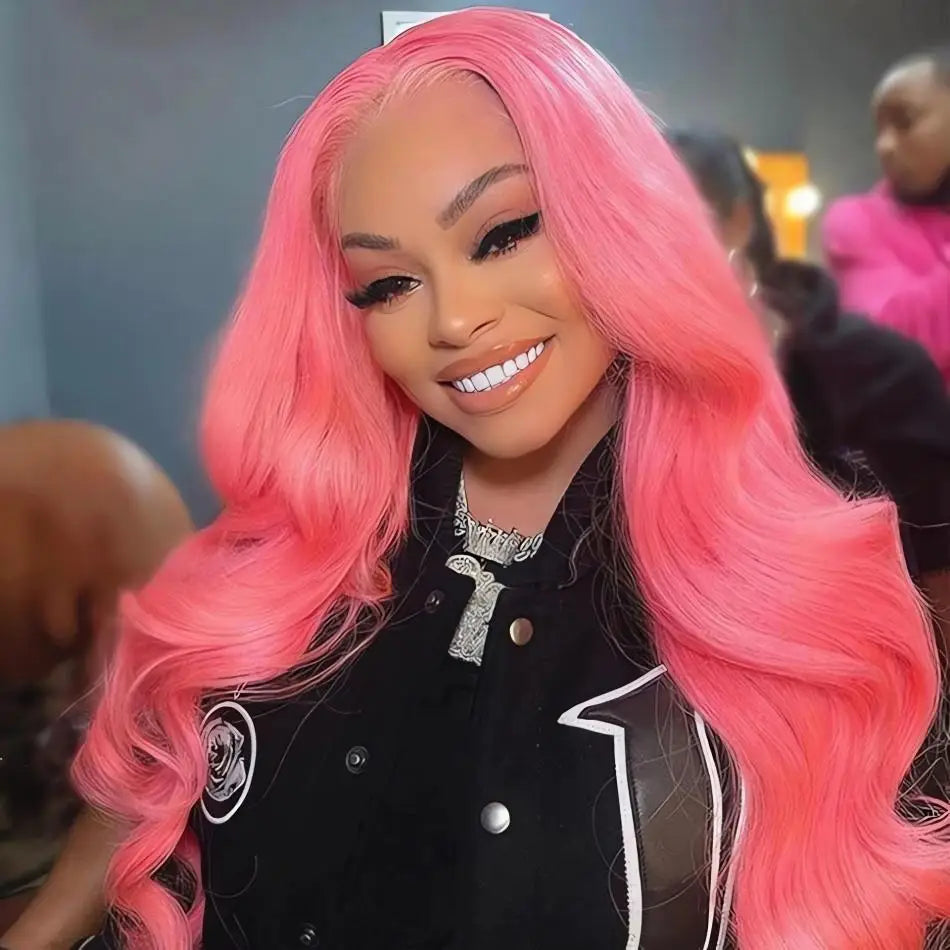 30 40 inch Pink hd lace frontal wig 13x6 human hair Brazilian Colored body wave Frontal Wigs 13x4 For Women choice wigs on clear