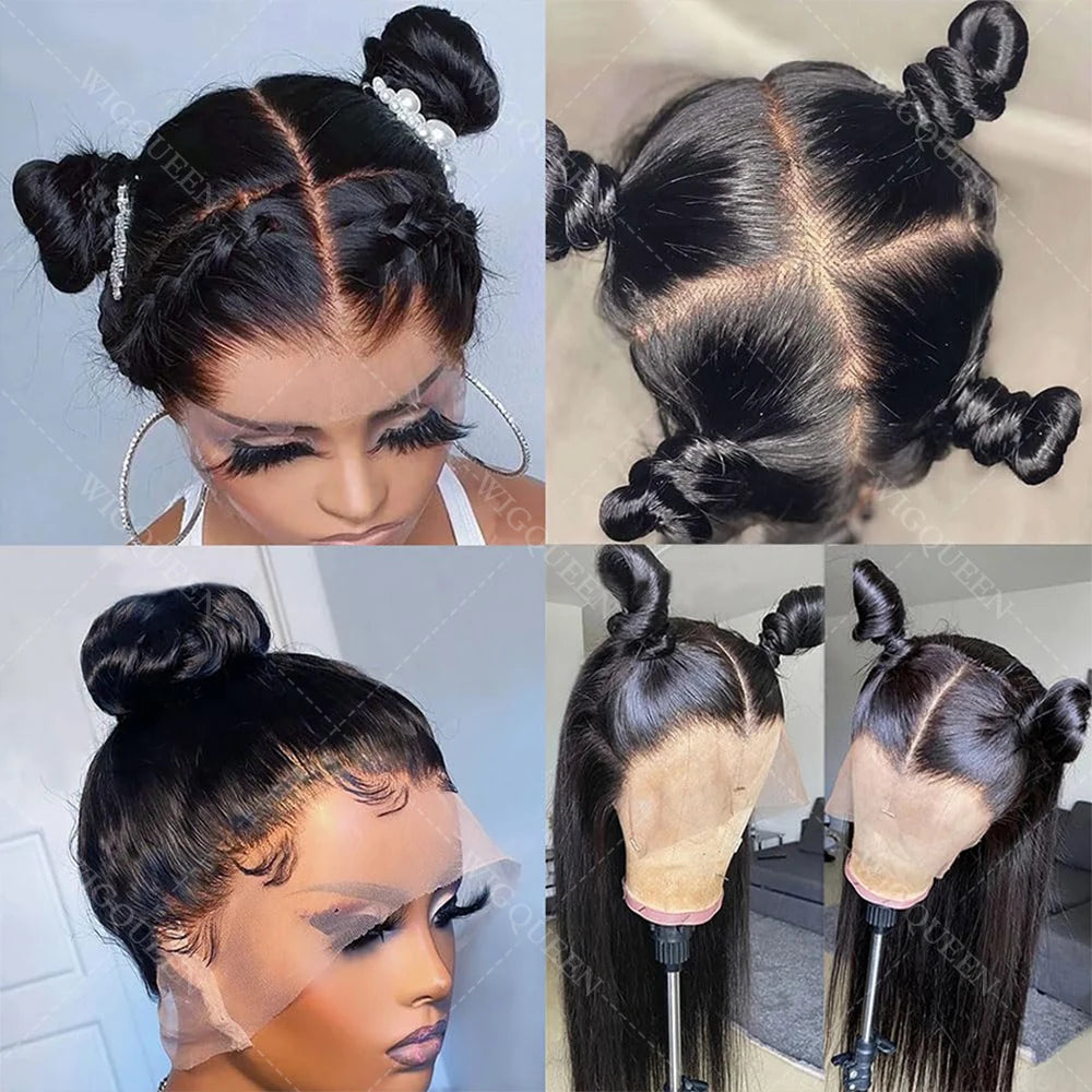 Bone Straight 13x4 Lace Frontal Wig For Women 5x5 Glueless Invisi-Drawstring Black Human Hair Wigs 360 Full Lace Wig Human Hair