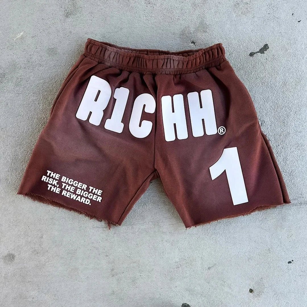 American Tide Letter Printed Shorts Men Women Solid Color Cotton Casual Sports Shorts Summer Commuting Couple Five Minute Pants