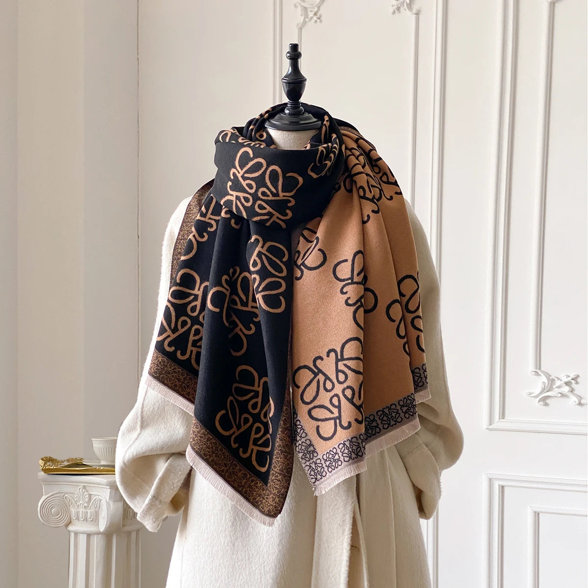 2025 New Women's Scarf Warm Scarf Shawl Simple Imitation Cashmere Scarf Thick Shawl Jacquard Fashion Autumn and Winter