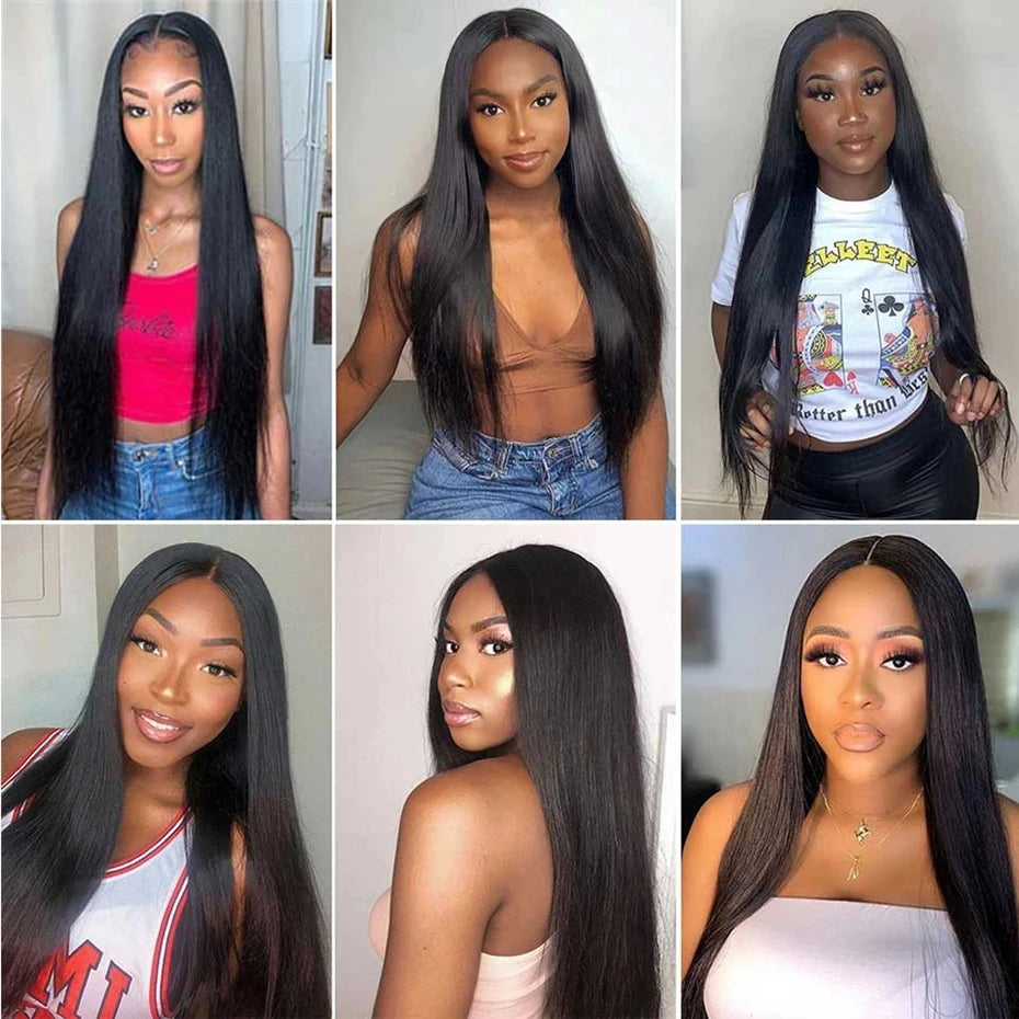 No Silk Human Hair 30 Inch HD Lace Wigs Straight Pre Cut 5x5 4x4 Glueless Closure Lace Human Hair Wigs 200% Wear And Go Wig