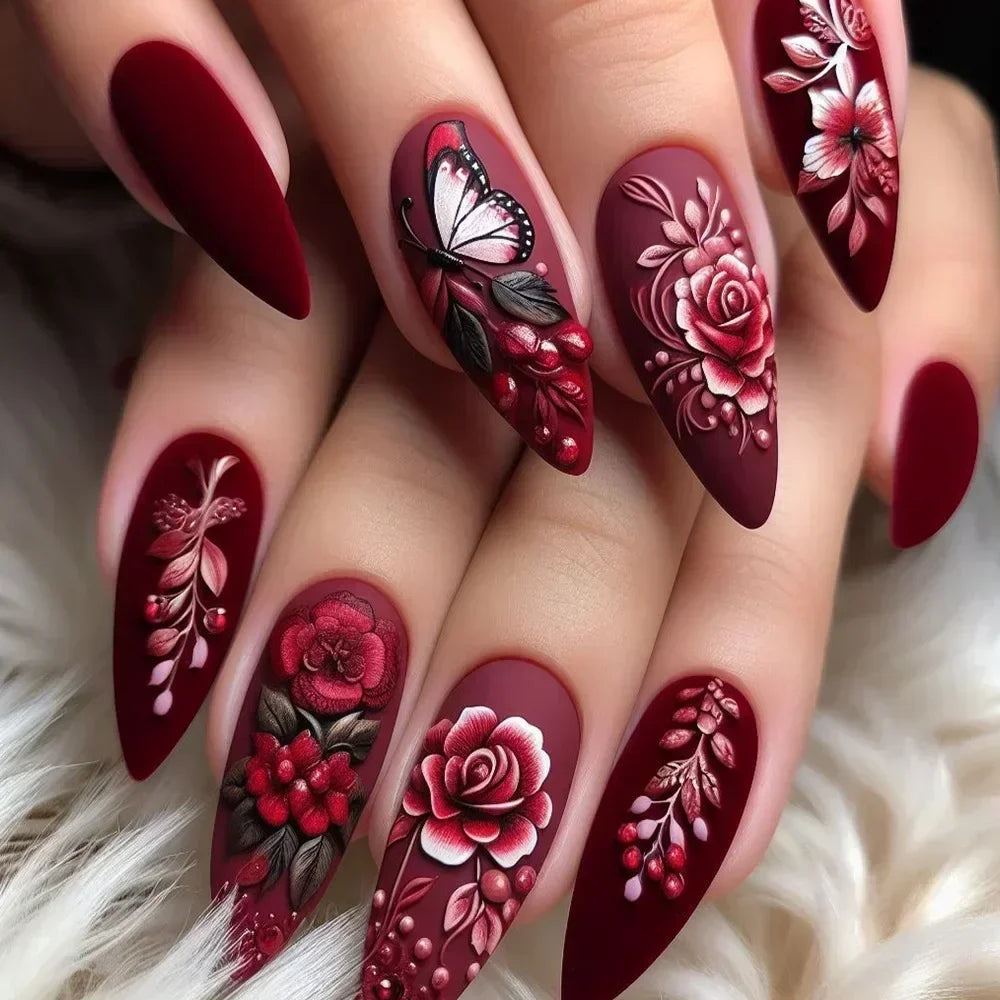 24pcs French Almond Press on Nails Leopard Print False Nails 3D Bow Wearable Stick-on Nails Fake Nail Uñas Накладные Ногти 네일팁