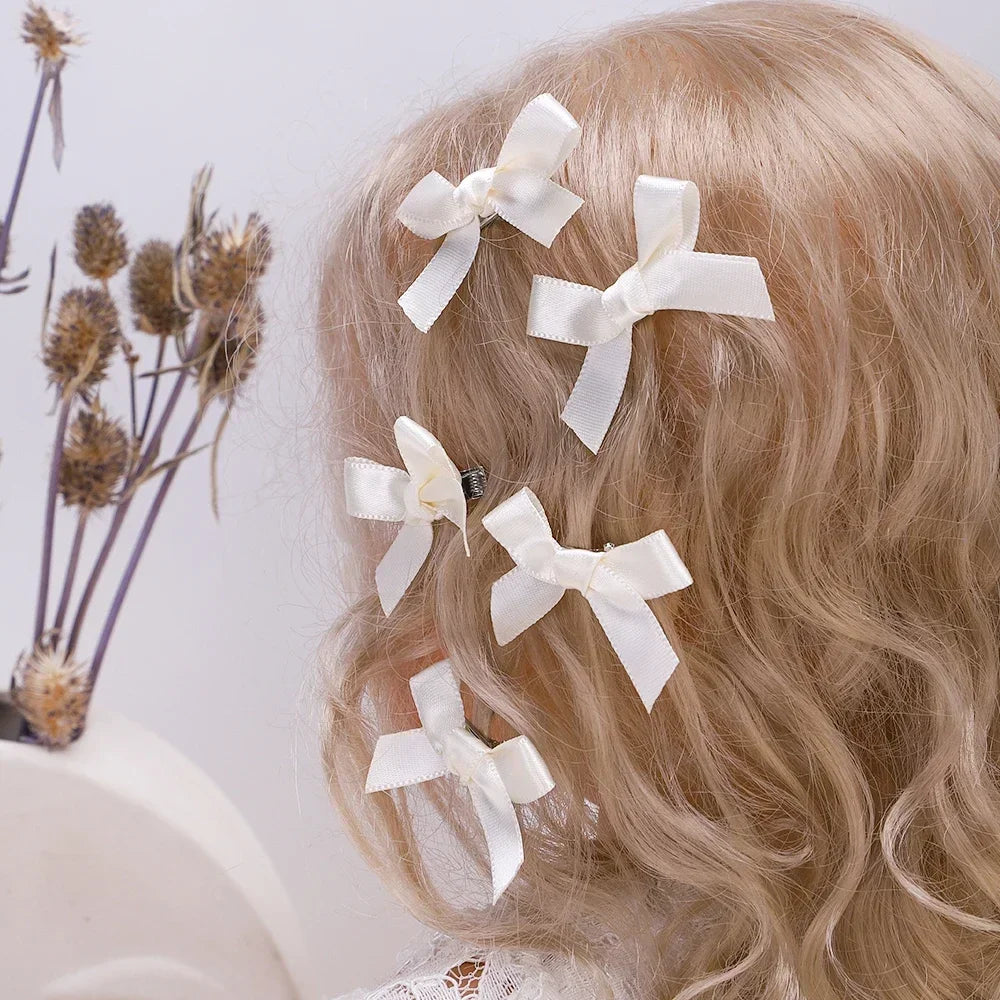 5-24Pcs Y2k Girls Bows Mini Hair Clips Metal Hairpin Headwear Barrette Handmade Ribbon Bow Bangs Clip Fashion Hair Accessories