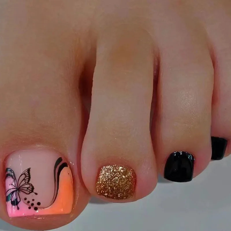 Press On Toenails 2023 Summer False Toenails For girls Cute Nail for Foot Artificial Nail tips Full Cover Nails feet False Nails