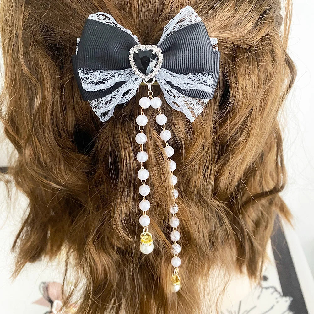 [1pair] Lolita cosplay Girl hairpin Bow barrette cute hair accessories japanese aesthetic hair clips y2k cute items for girls
