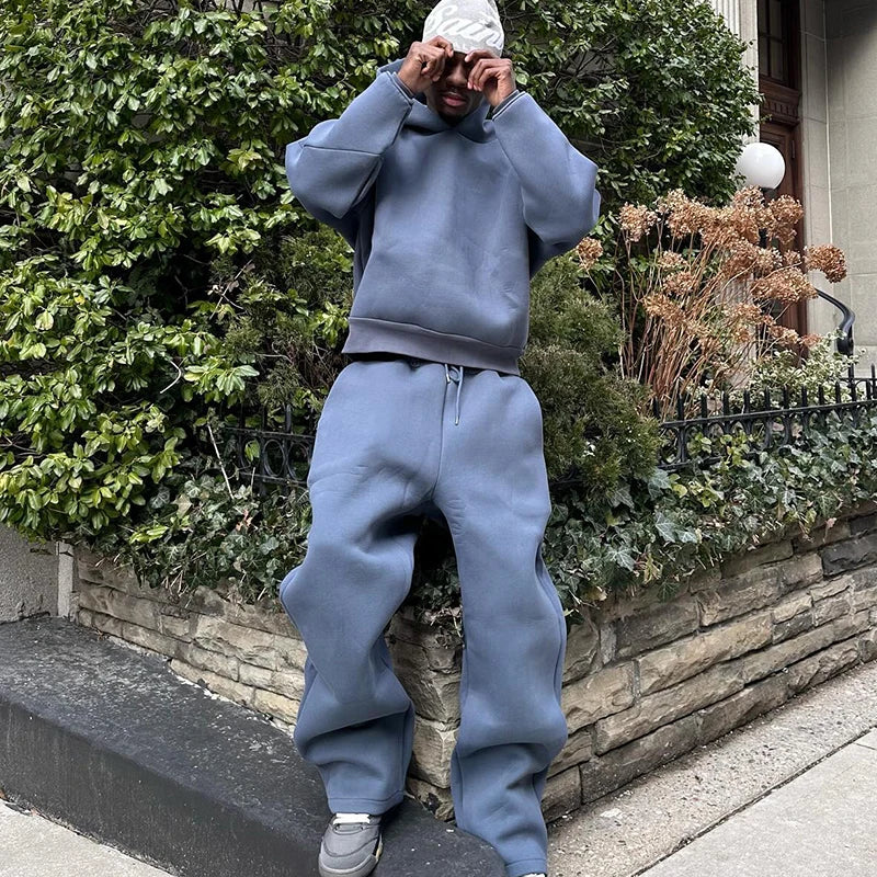 sweatsuit Casual Solid Couple's Hooded Sweatshirt Loose Sweatpants Jogging Sweatshirt Trousers Outfits Suits ﻿