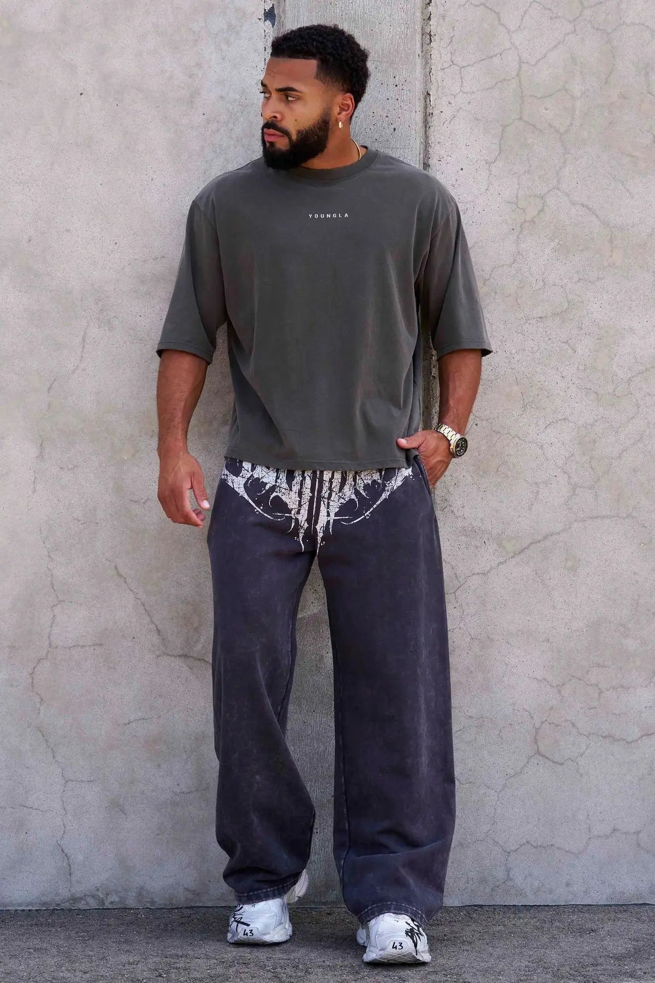 American Style Men's Sports Pants Joggers Muscle Fitness Casual Long Pants Loose Straight Pants Street Fashion Trendy Men's Pant