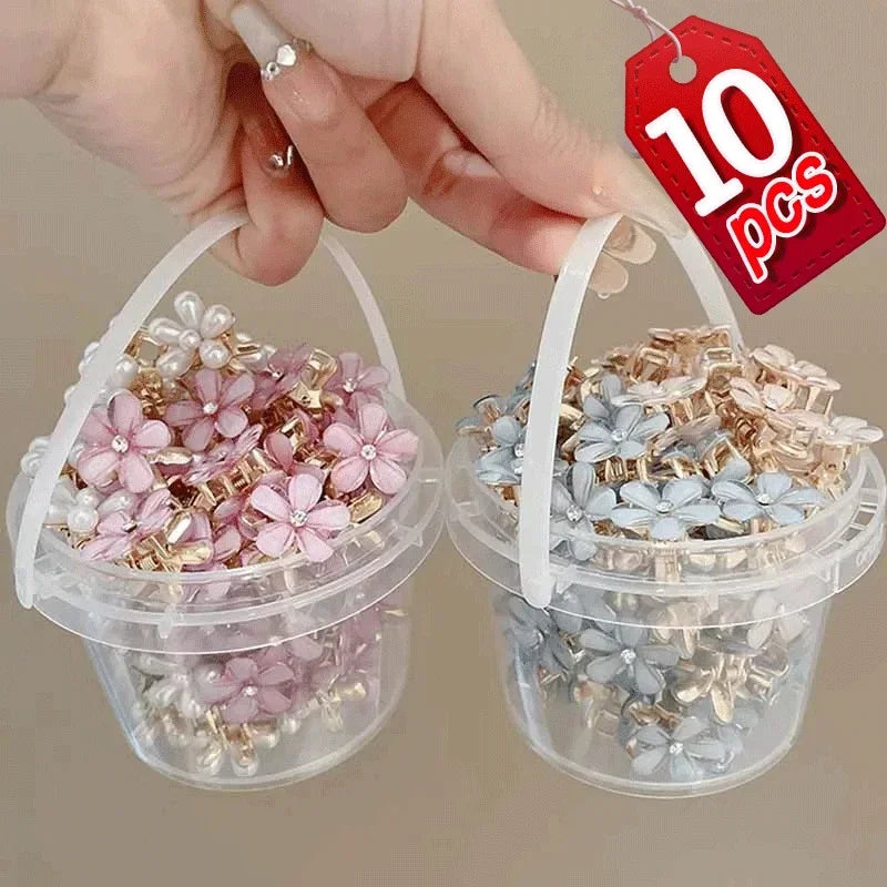 1/10pcs Cute Mini Flower Hairclip Claws Women Girls Colorful Opal Hairpins Sweet Small Barrettes Accessories