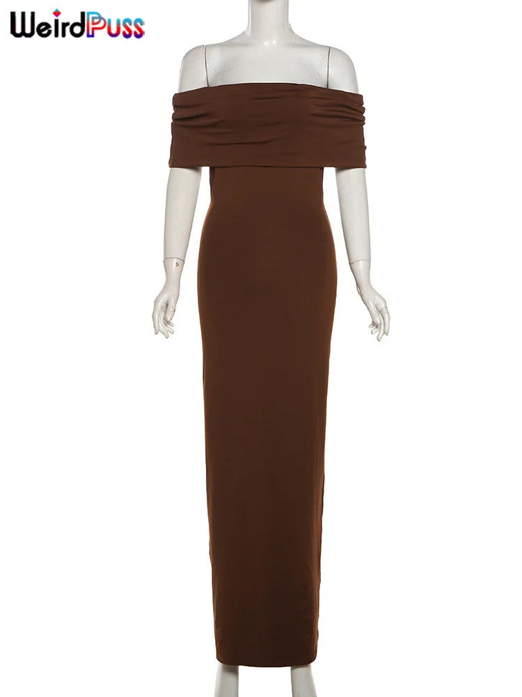 weird puss slash neck elegant solid dress women summer hollow skinny stretch maxi bodycon birthday party streetwear Vestidos