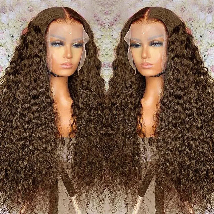 Deep Wave Frontal Wig 13x6 Hd Lace 30 Inch Chocolate Brown 13x4 Curly Lace Front Human Hair Water Wave Brazilian Wigs For Women