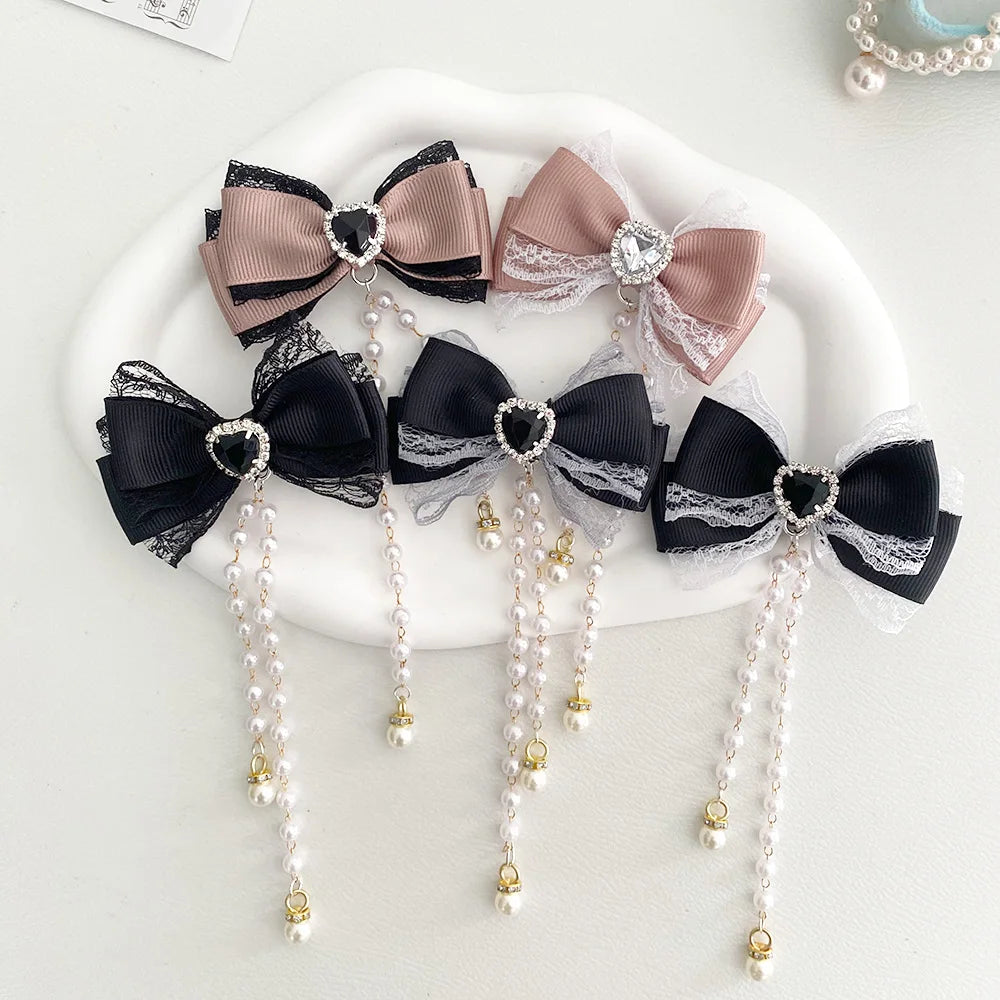 [1pair] Lolita cosplay Girl hairpin Bow barrette cute hair accessories japanese aesthetic hair clips y2k cute items for girls