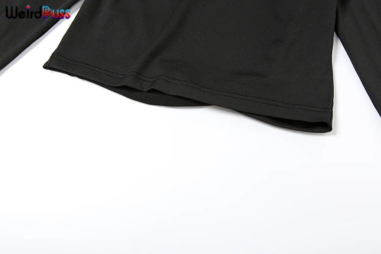 Y2K Backless Crop Tops Autumn Trend O-Neck Solid Long Sleeve Simple Causal Skinny Stretch Streetwear Basic Top