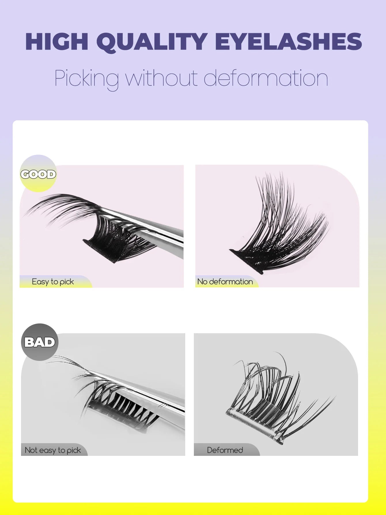GROINNEYA Lashes Clusters Cat Eyelashes Wispy Individual Lashes Extensions Volume Fluffy Clusters Lashes DIY Eyelashes Makeup