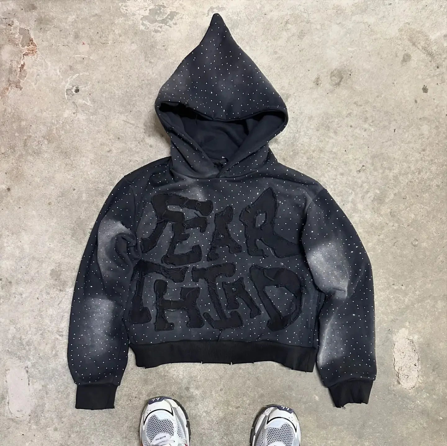 Retro Gothic Full Rhinestone Patch Letter Oversized Hoodie Women's Y2K New Harajuku Hip-Hop Casual Joker Sweatshirt Street Wear