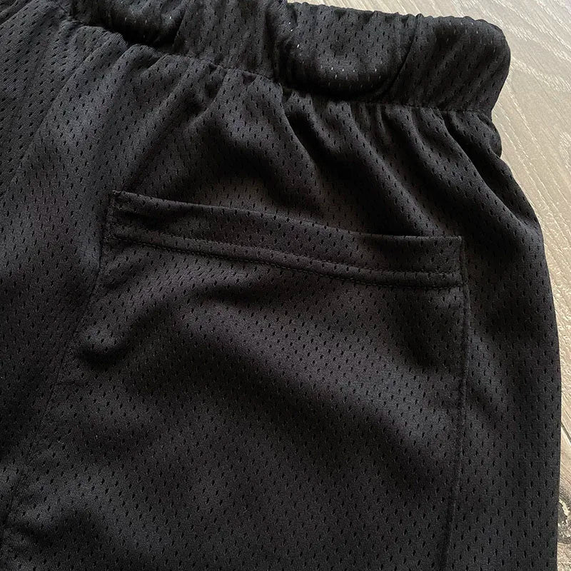 Cactus Jack Shorts Fashion Casual  Loose Color Blocking Patch Black Drawstring Elastic Waist Shorts Men Women Streetwear Pants