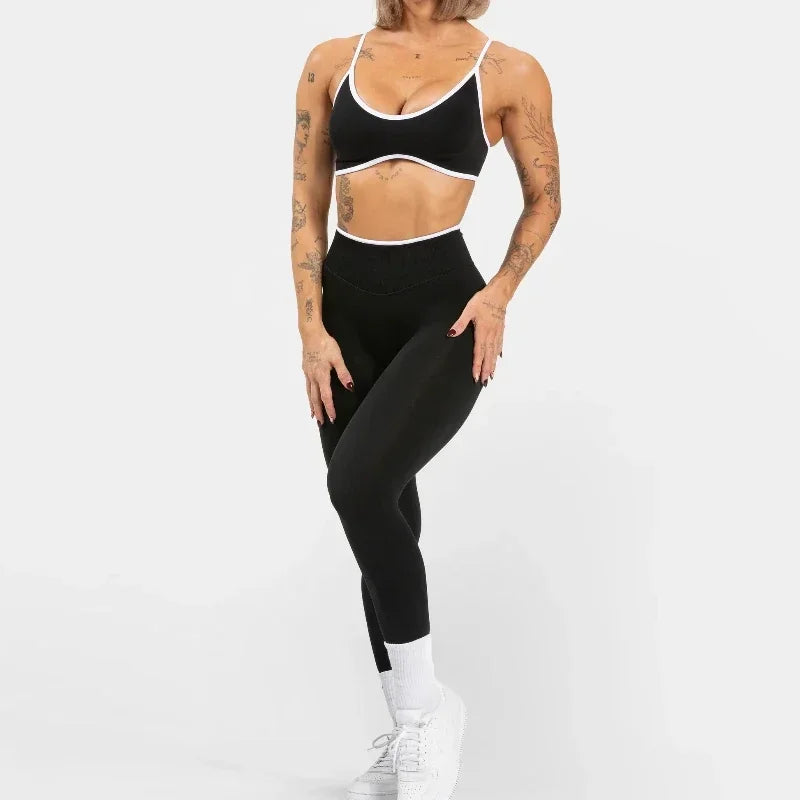 Summer Women's Solid Color Sports Suspender Bra Sexy Backless Knit with Chest Cushion Suspender Yoga Fitness Top