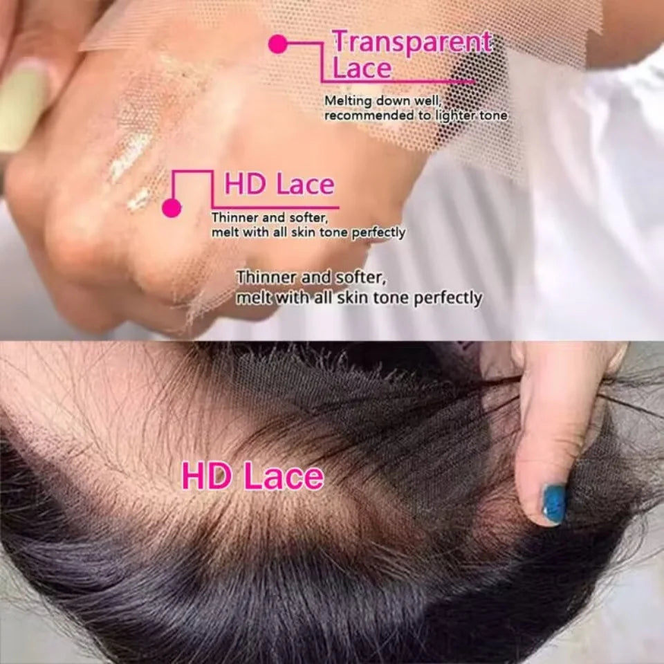 Haze Blue Straight Human Hair Wigs For Women Light Blue Lace Front Human Hair Wig HD Lace Frontal Wig Transparent Lace Blue Wig