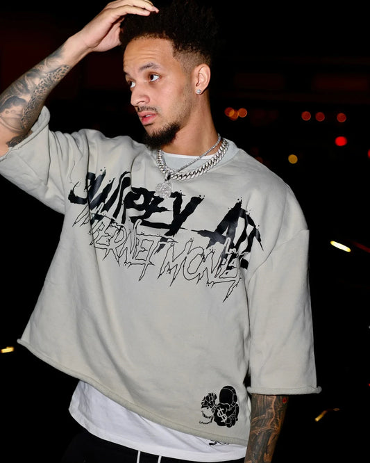 Oversized Blue Couple Gothic Cropped T Shirt Men Women Harajuku Pretty Btches Love Swipers Graphic T-Shirt Streetwear