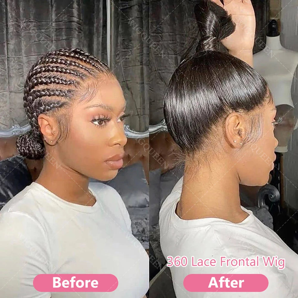 Bone Straight 13x4 Lace Frontal Wig For Women 5x5 Glueless Invisi-Drawstring Black Human Hair Wigs 360 Full Lace Wig Human Hair