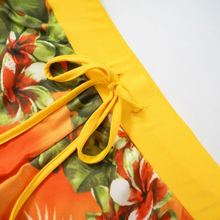 STYLISH LADY Comtrast Color Printed 2 Piece Set Women Halter Backless Crop Top and Drawstring Shorts Suits 2025 Street Outfits