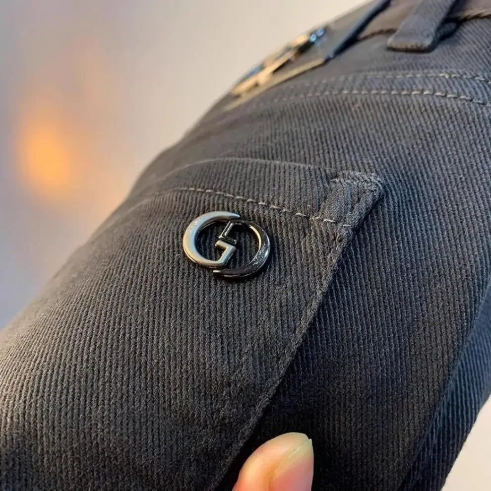 Spring Autumn Men's Elastic Slim Fit Casual Jeans Trendy Loose High End Brand Fashionable Long Trousers Popular Style