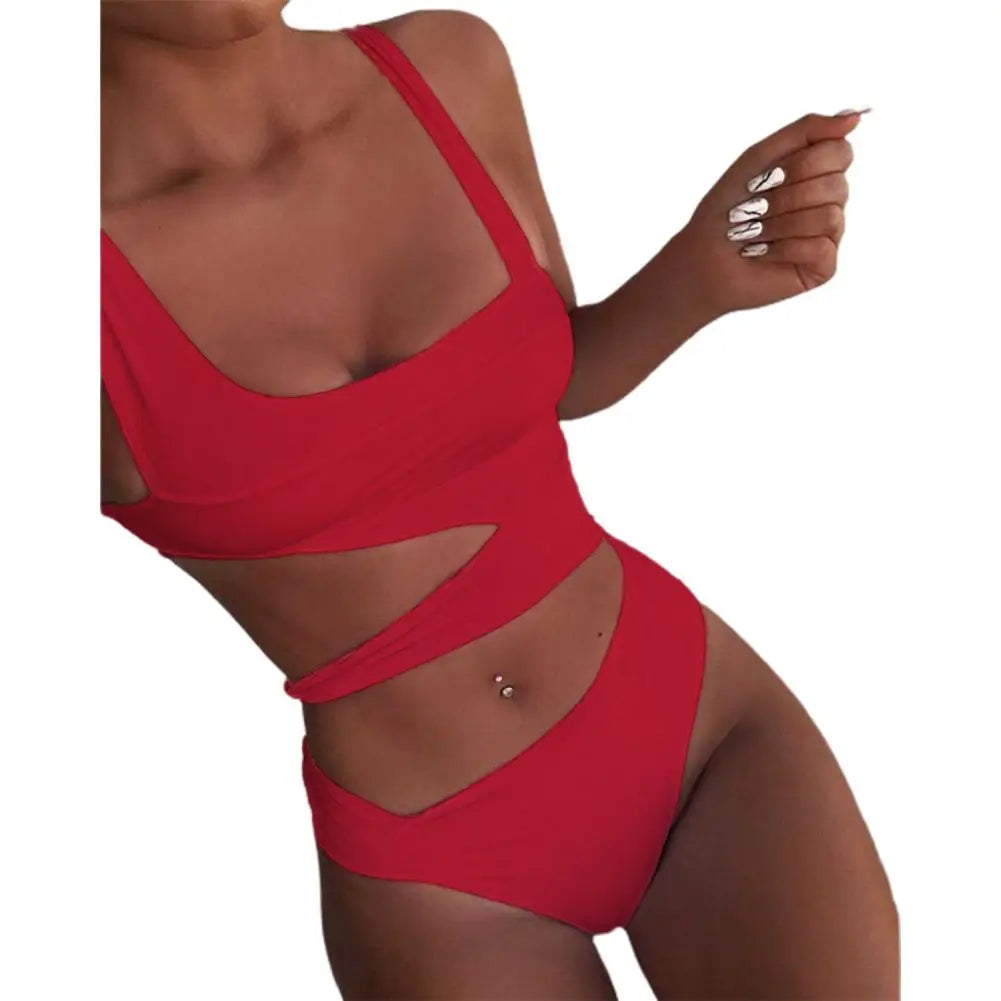 Women Swimsuit Sexy Stain Resistant Shoulder Strap Bikini Set Slim Fit Push Up Summer Beachwear For Holiday