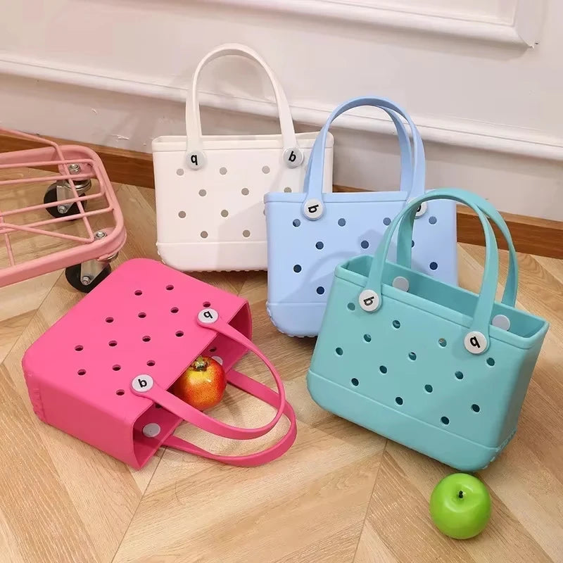 Beach Bag Waterproof Tote Handbag EVA Beach Basket Child High Capacity Multi-Purpose Handbag Fashion Kid Beach Storage Bag