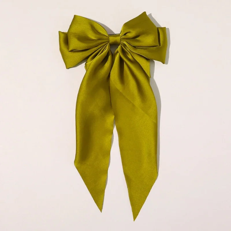 Women Girl Large Bow Hairpin Korean Headbands for Women Big Bowknot Barrettes Wedding Solid Color Ponytail Clip Hair Accessories