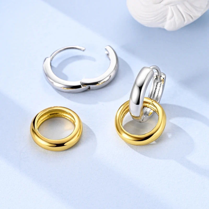 Fashion Gold ladies Hoop Earring 925 Sterling Silver Sparkling Zircon Round Ear Stud Earrings Fine Jewelry Lover Anniversary Gift