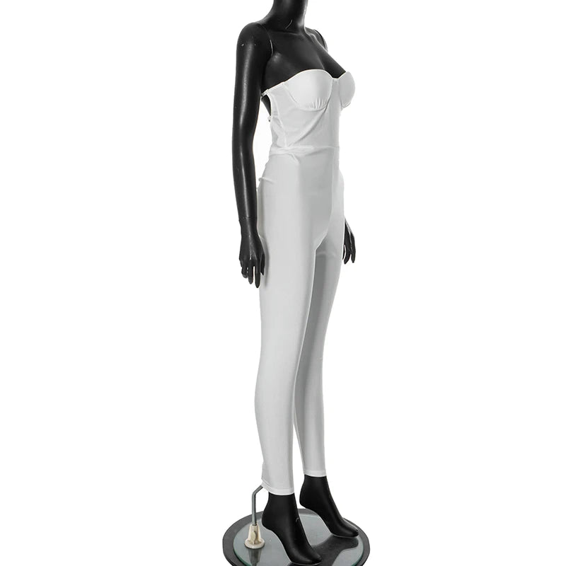 Weird Puss  Fitness Strapless Jumpsuits Women Sexy Body-Shaping Backless Sleeveless Solid Skinny Sporty Classic Trend Overalls