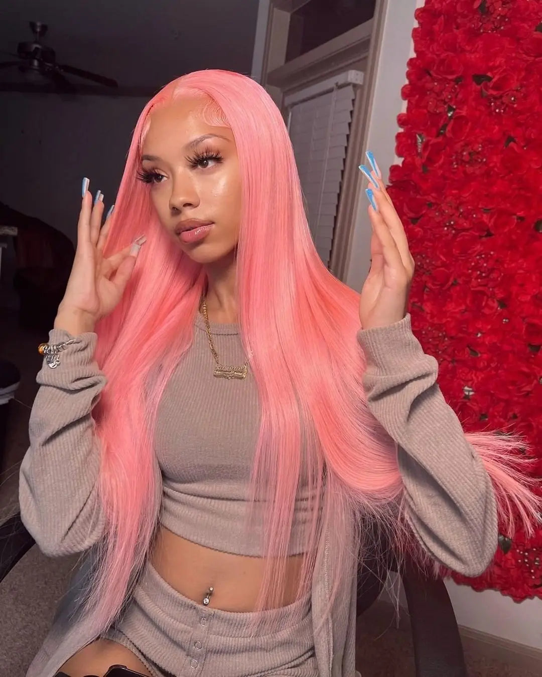 Light Pink 13x4 HD Lace Front Human Hair Wigs For Women Pre Plucked Brazilian Straight 13x6 HD Frontal Wigs 100% Human Hair Wig