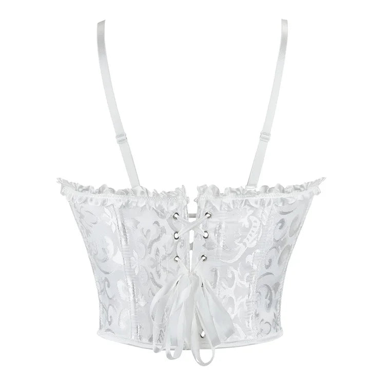 Women Corset Crop Top Overbust Sexy Lace Up Bustier Slimming Body Shaper Short Torso Corselet Vest Black White Red