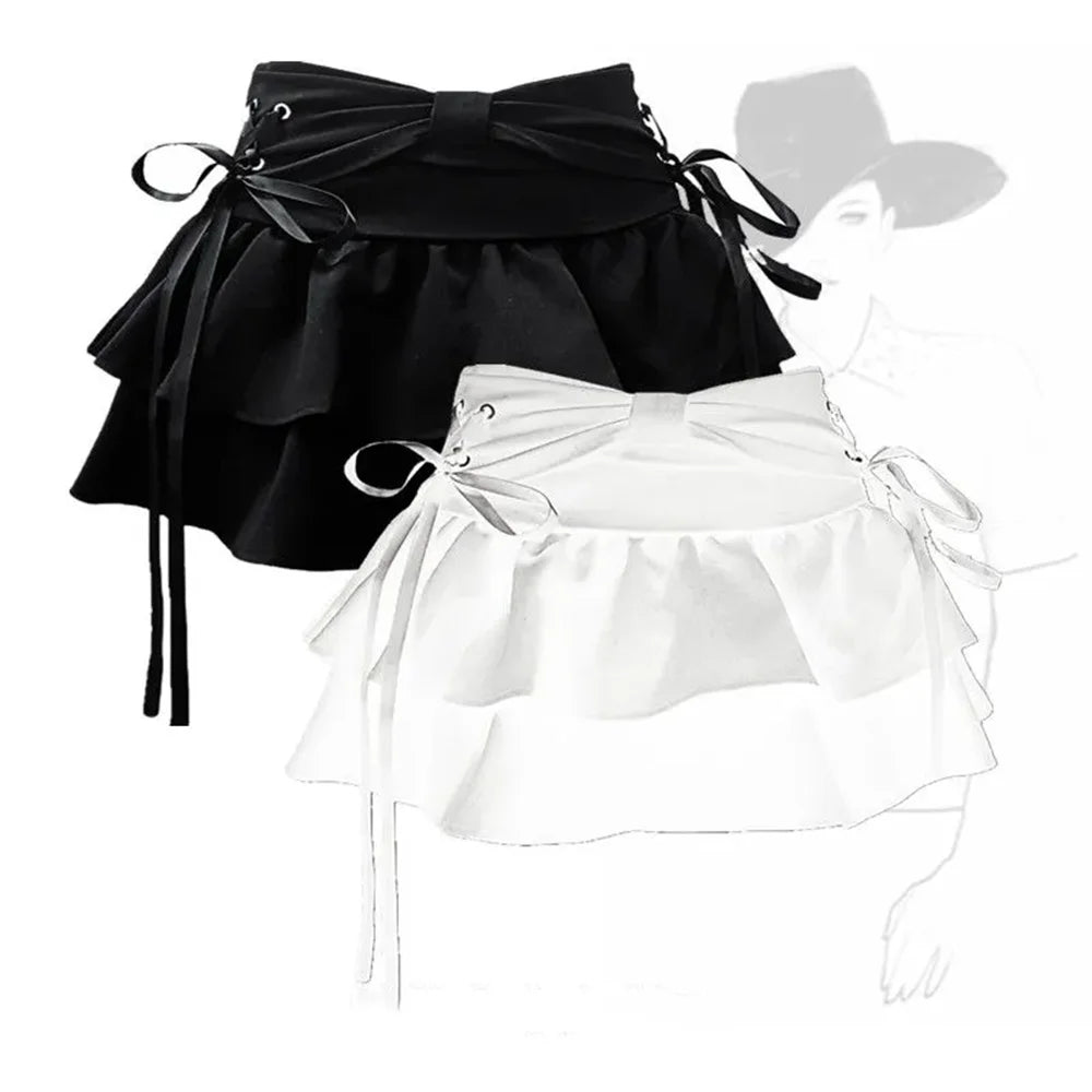 New Fashion Women Hot Girl Sweet Kawaii Bow Vintage Y2k Clothes American Streetwear Sexy Summer A-line Gothic Mini  Skirts