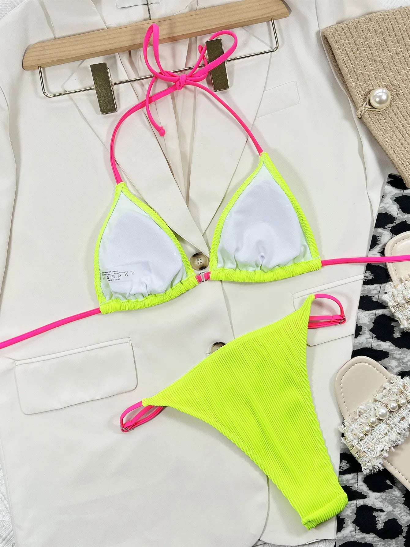 Una-Shop Solid Color Bikinis Sets With Adjustable Straps Trendy Swimsuit For Women Summer Beach Swim Pool Party Bikini Swimwear
