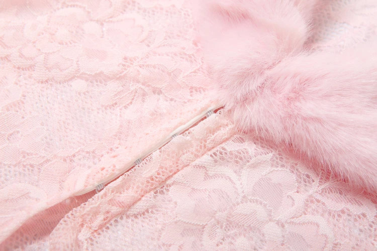 Weird Puss Furry Jacquard Patchwork 2-Piece Set Women Hook Buckle Crop Top+Stretch Ruched Peach Hip Skirt Sexy Skinny Outfits