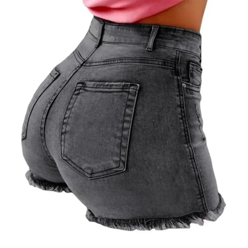 High Waist Hot Pants Women's Jeans Available in Multiple Colors Women's jeans Stretch Shorts Stretch Tassel Distressed