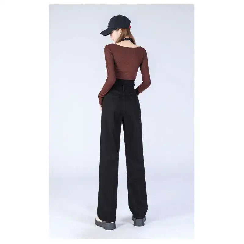 Ladies Vintage Wide Leg Girls High Waist Pants