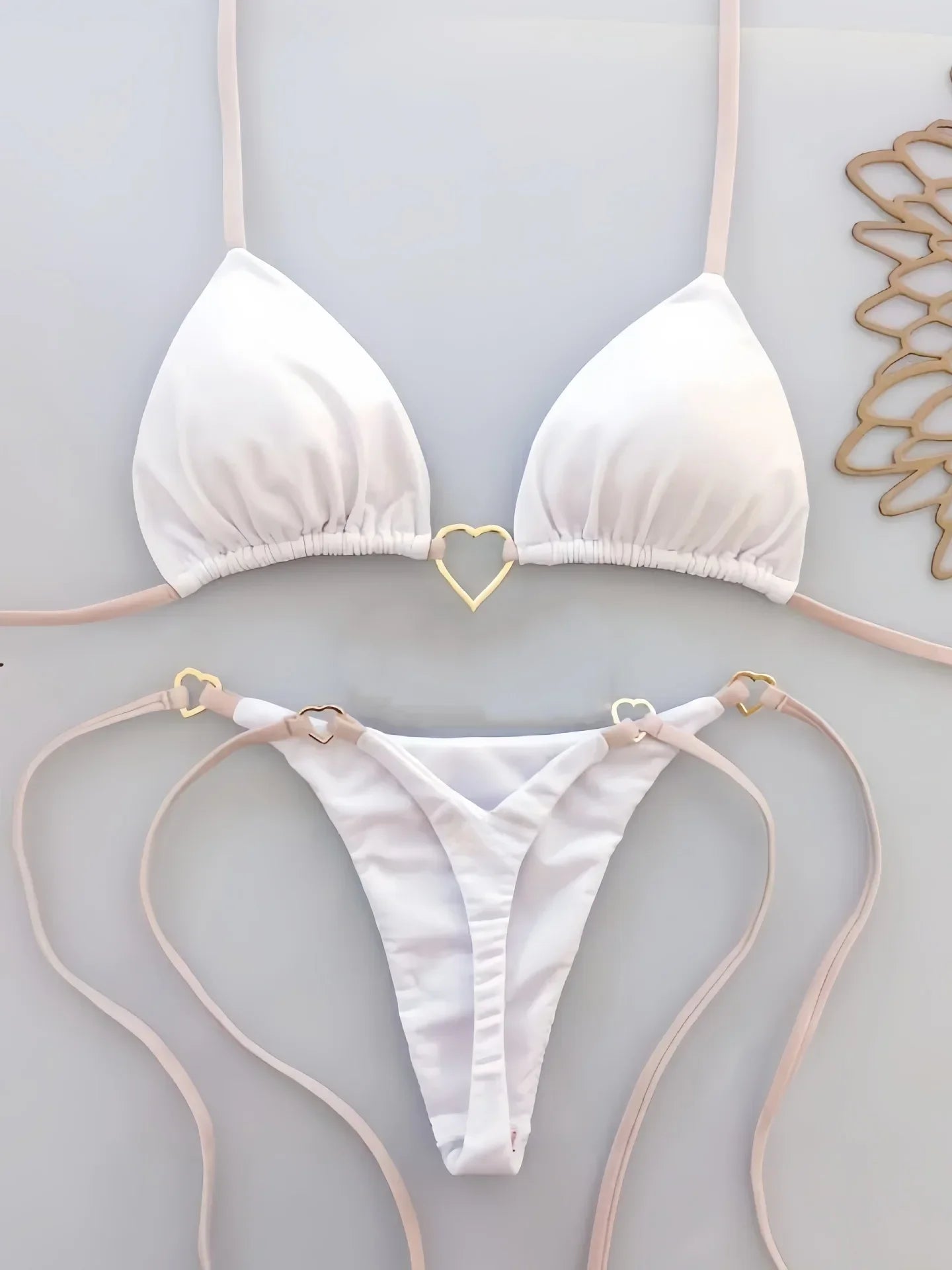 2025 Solid Color White Bikini Women Suit Low Waist Lace-up Swimsuit Two-piece Set swimwear women bathing suit купальник