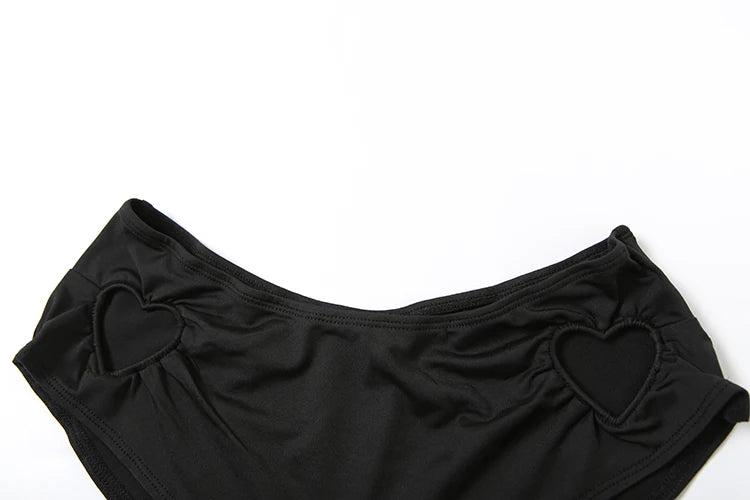 Weird Puss Heart Hollow 2 Piece Set Women Simple Vacation Camisole+Panties Beach Style Matching Stretch Street Comfortable Suit