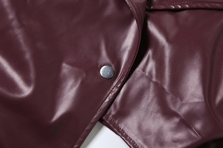 Weird Puss Single Button Crop Jacket Women Hipster Irregular Faux Leather Fall Trend Wild Basic Sexy Cross Neck Streetwear Coat