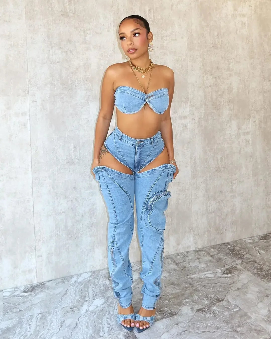 Sleveless Hollow Out 2 Piece Sets Outfit Women