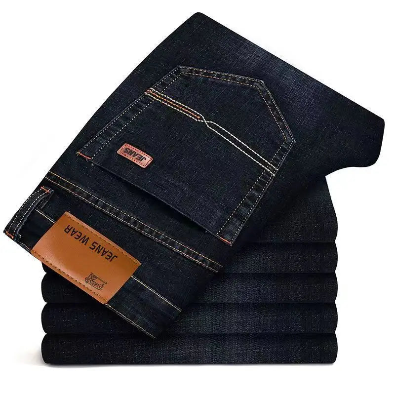 Denim jeans, comfortable and soft business casual denim pants, slim fit straight leg pants, fashionable men's brand, light luxury elast