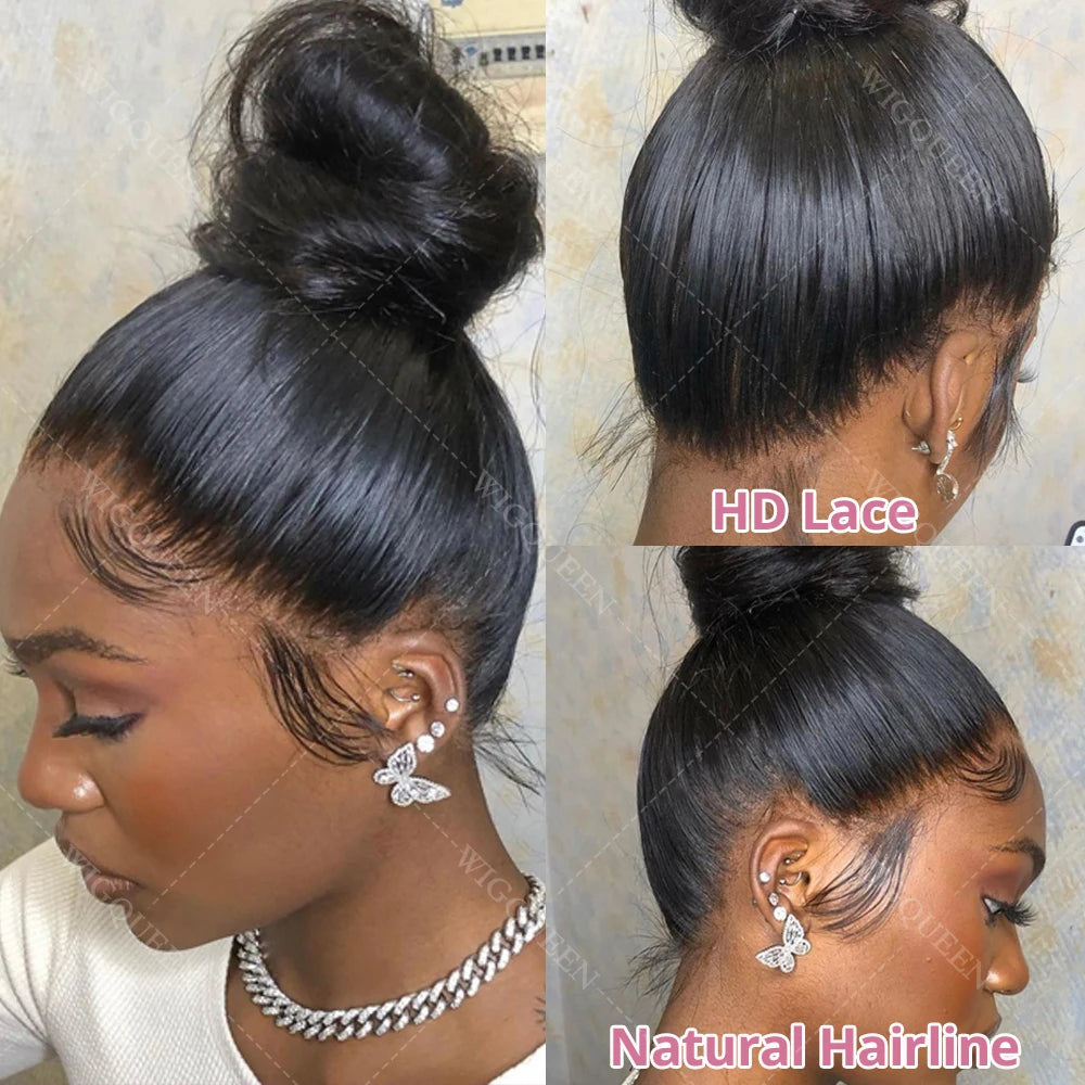 Bone Straight 13x4 Lace Frontal Wig For Women 5x5 Glueless Invisi-Drawstring Black Human Hair Wigs 360 Full Lace Wig Human Hair