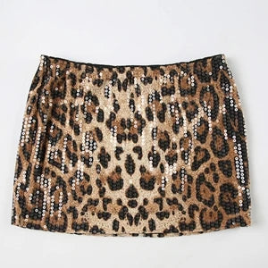 STYLISH LADY Shiny Sequined Pink Leopard Printed Shorts 2025 Summer Women High Waist Luxury Spicy Girl Sexy Clubwear Short Pants
